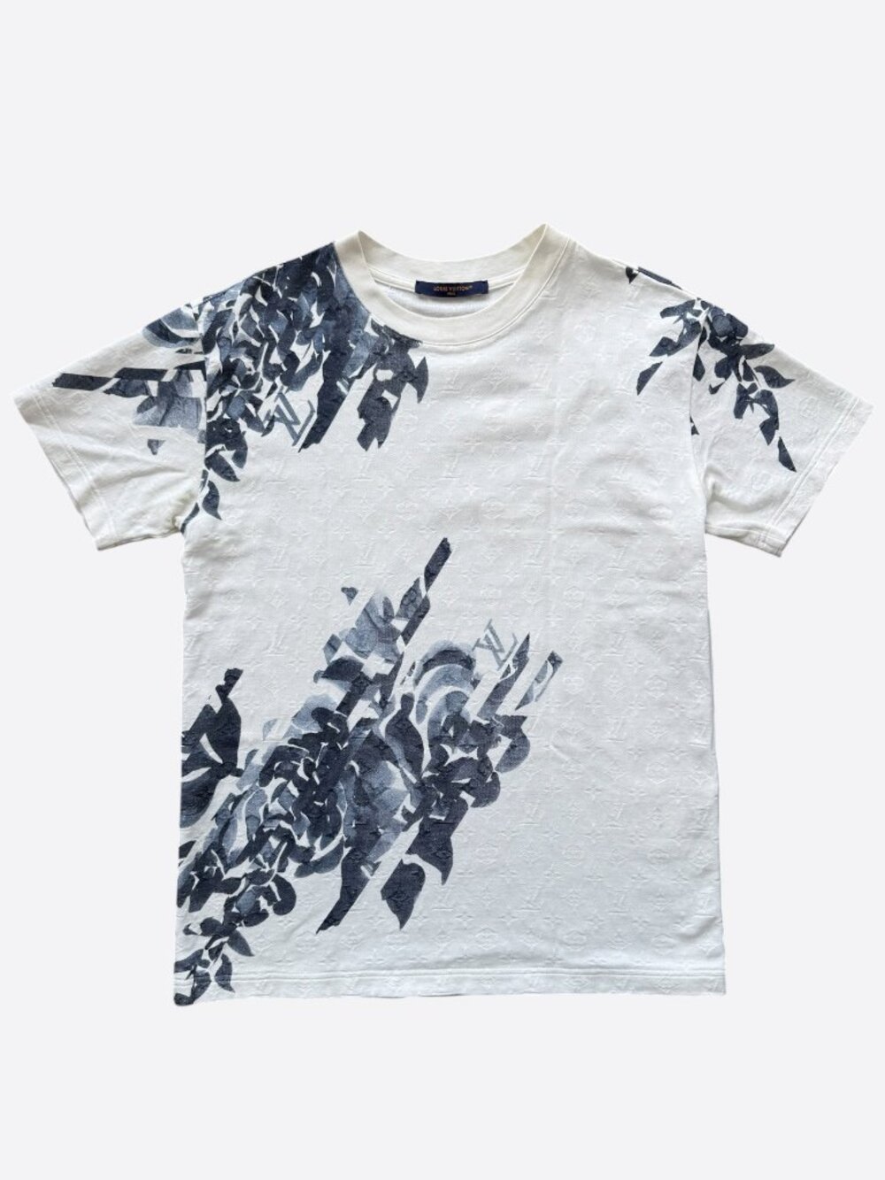 Louis Vuitton White & Blue Floral Monogram T-Shirt